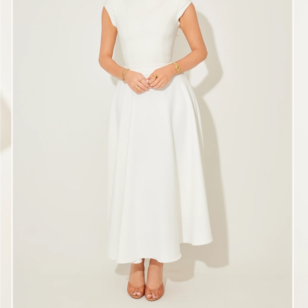 Odd Muse White Cap Sleeve Midi Dress